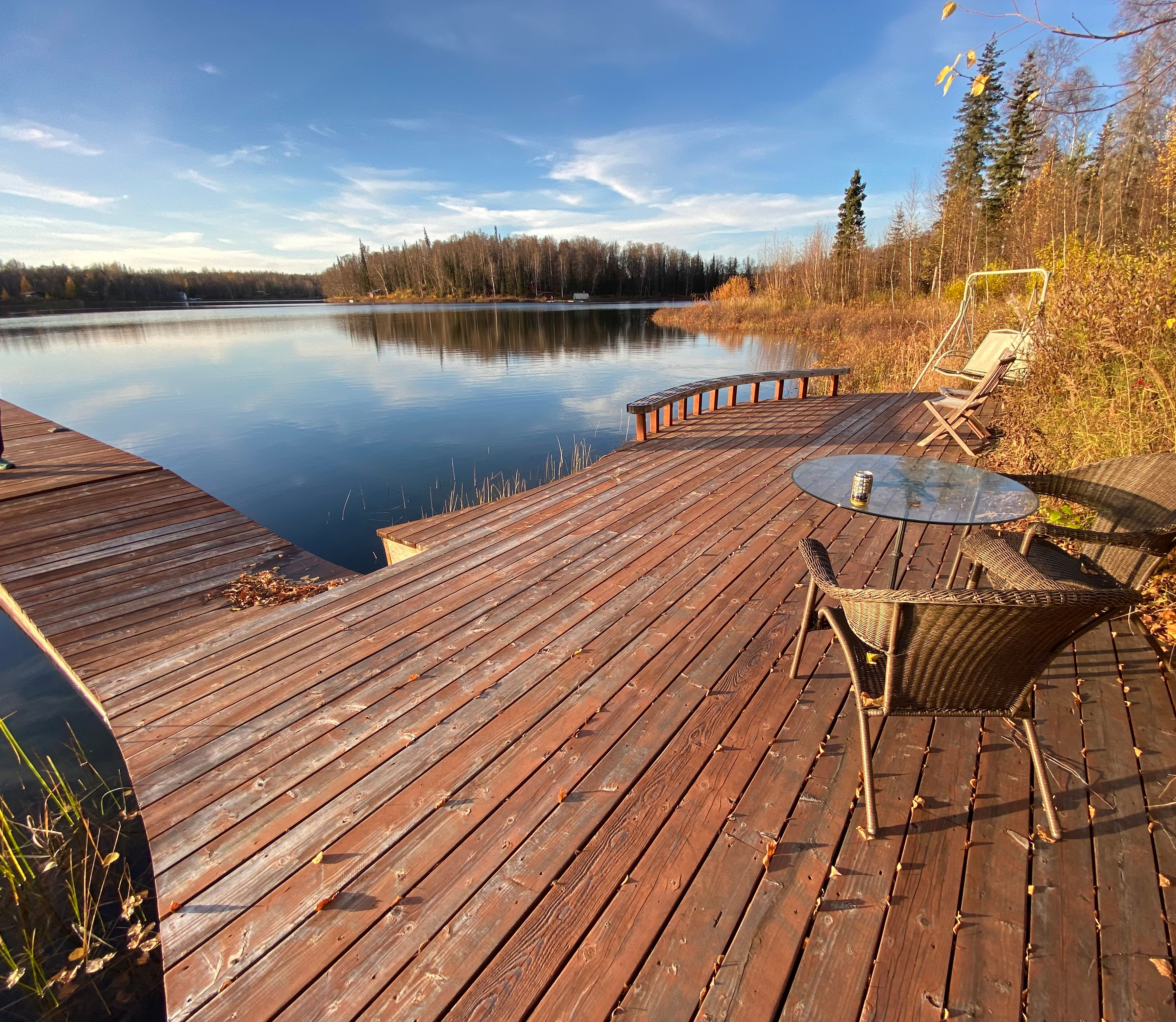 timber frame inside the lakefront house